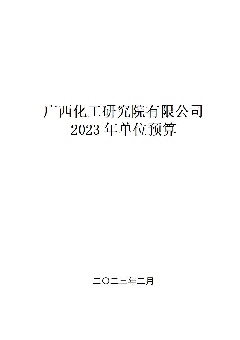 广西化工研究院有限公司2023年单位预算